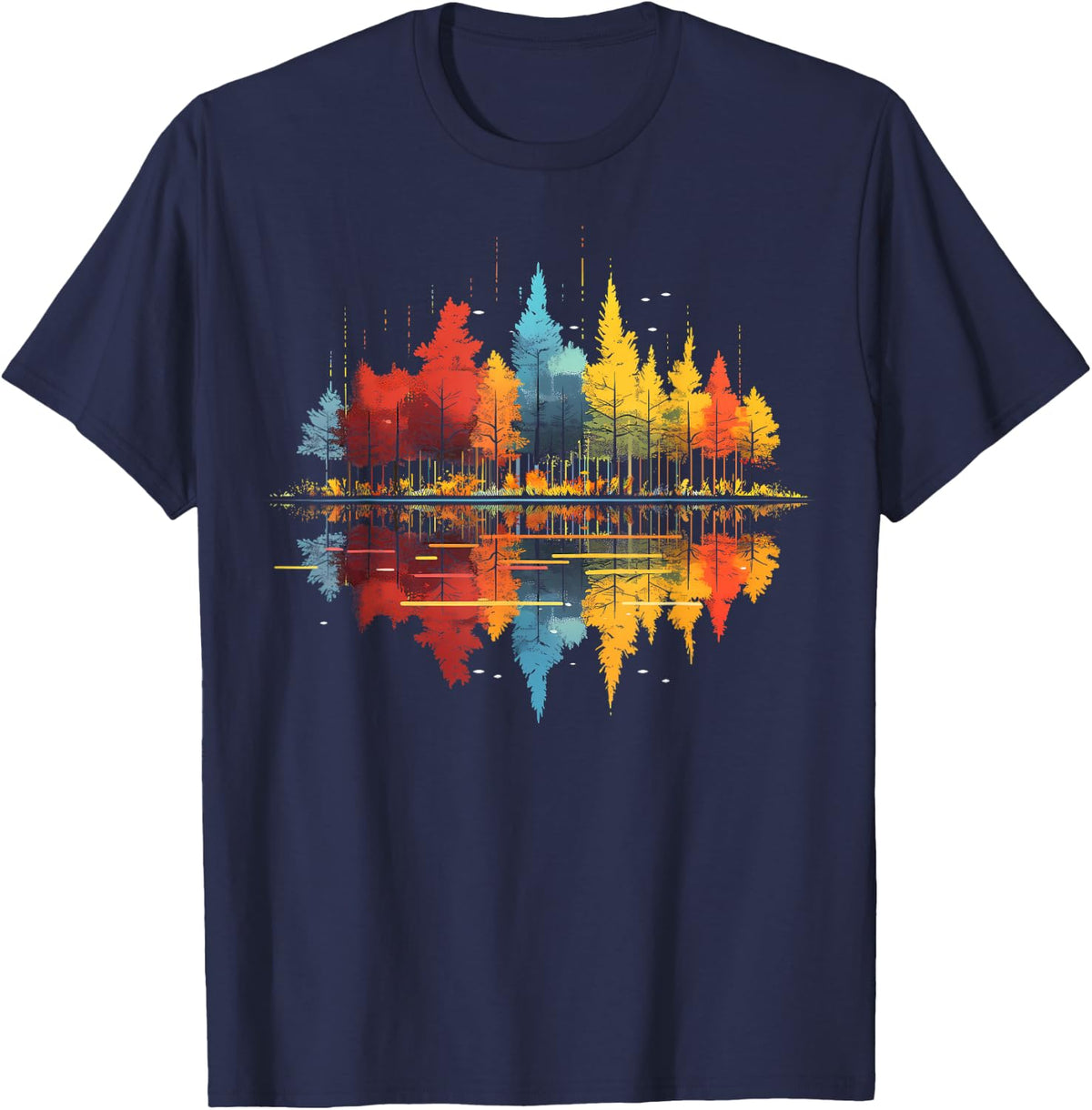 Trees Wildlife Nature Vintage Forest T-Shirt - Navy Blue