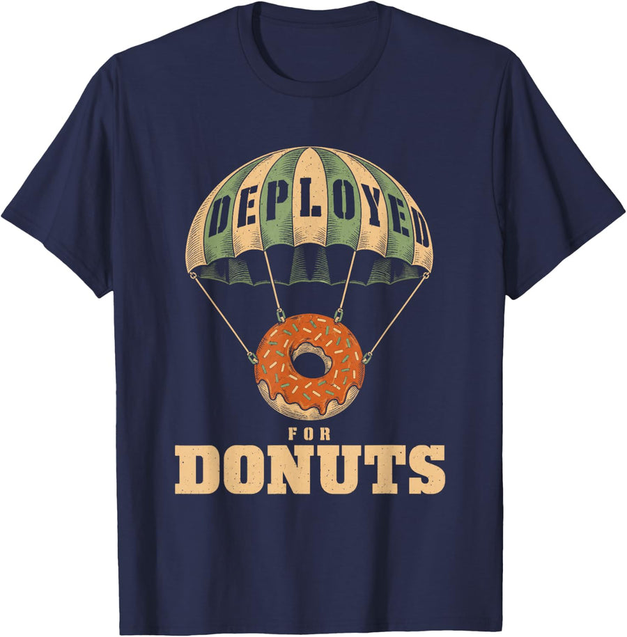 Deployed for Donuts Veteran Army Military Men Women T-Shirt - Navy Blue