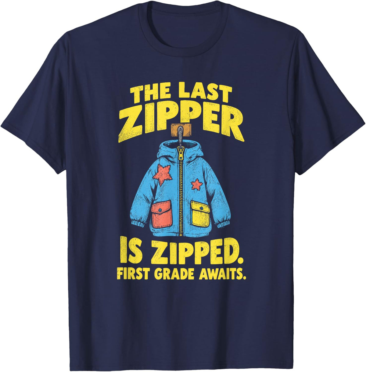 Funny Preschool Teacher Last Zipper Graduation T-Shirt - Navy Blue