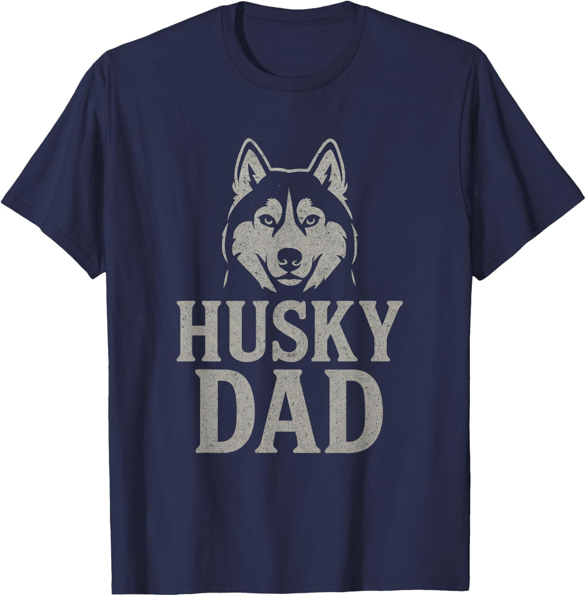 Husky Dad T-Shirt - Retro Siberian Husky Lover Tee for Dog Dads - Navy Blue