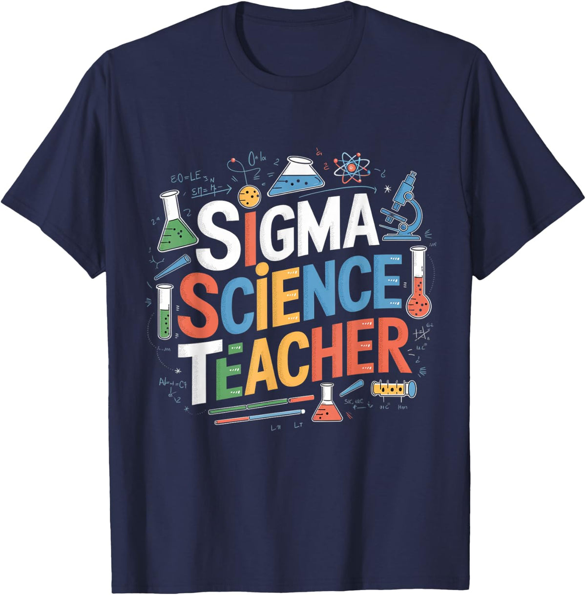 Funny Sigma Science Teacher Chemistry T-Shirt - Navy Blue