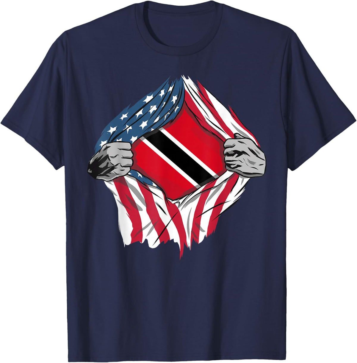 Trinidad and Tobago American Blood Inside Me - Country Flags T-Shirt - Navy Blue