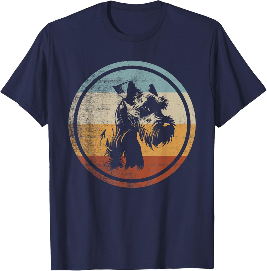 Miniature Schnauzer Dog´Retro Design T-Shirt - Navy Blue