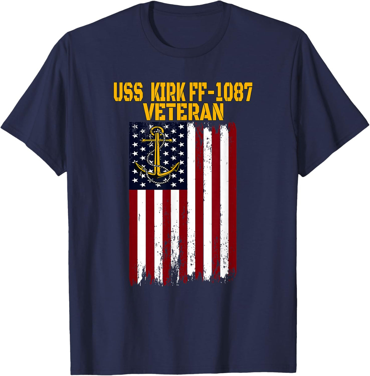 USS Kirk FF-1087 Frigate Veterans Day Father Grandpa Dad T-Shirt - Navy Blue
