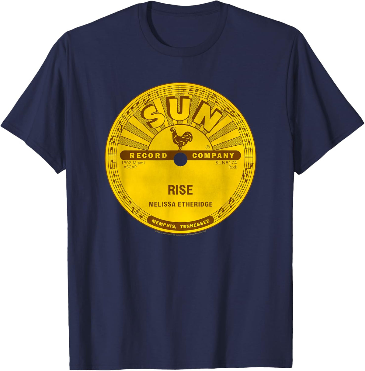 Melissa Etheridge Rise Sun Records Label T-Shirt - Navy Blue