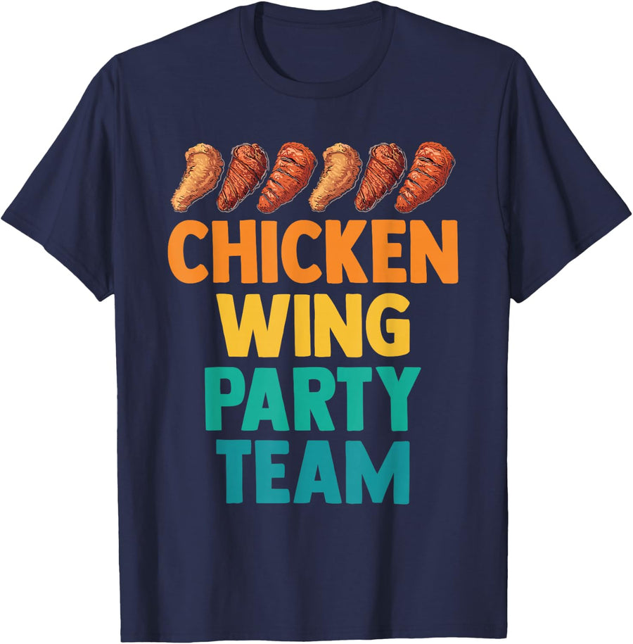 Funny Chicken Wing Party Team Accessories Crispy Wings T-Shirt - Navy Blue