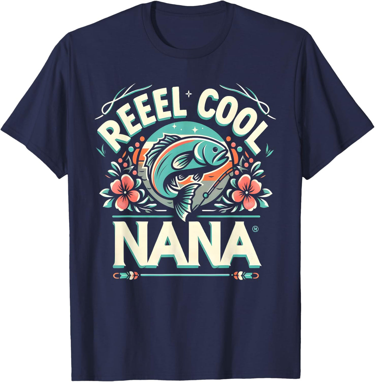 Reel Cool Nana Fishing Vintage Tees Women Men Father's Day T-Shirt - Navy Blue