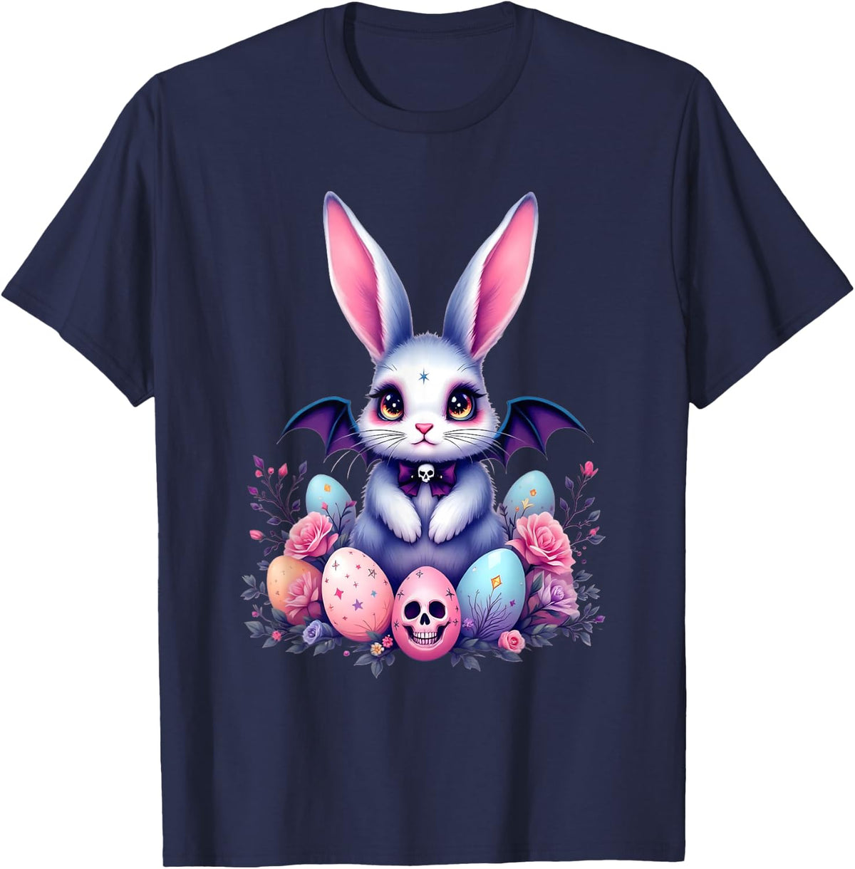 Gothic Easter Bunny - Spooky Cute Pastel Goth Design T-Shirt - Navy Blue