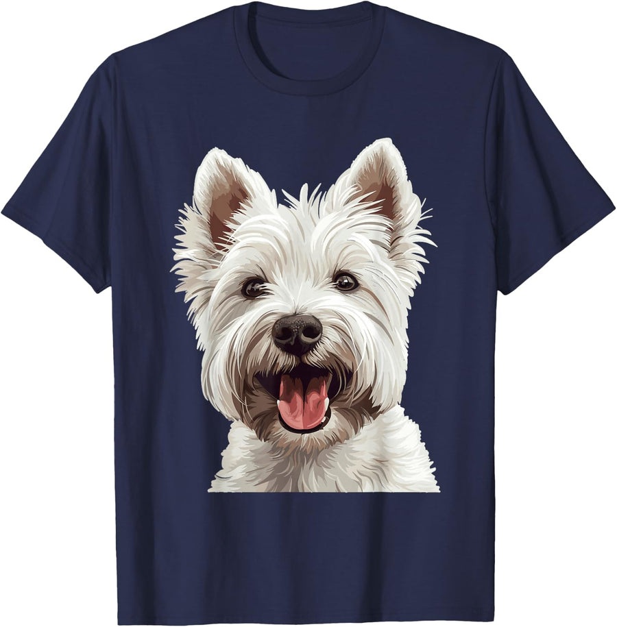 West Highland White Terrier Dog Breed Westie Tees T-Shirt For Women Men - Navy Blue