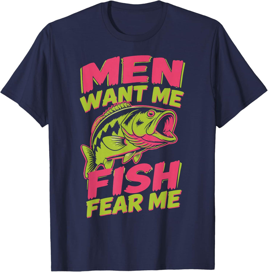 Girl Bass Fishing Woman Bass Angler T-Shirt - Navy Blue