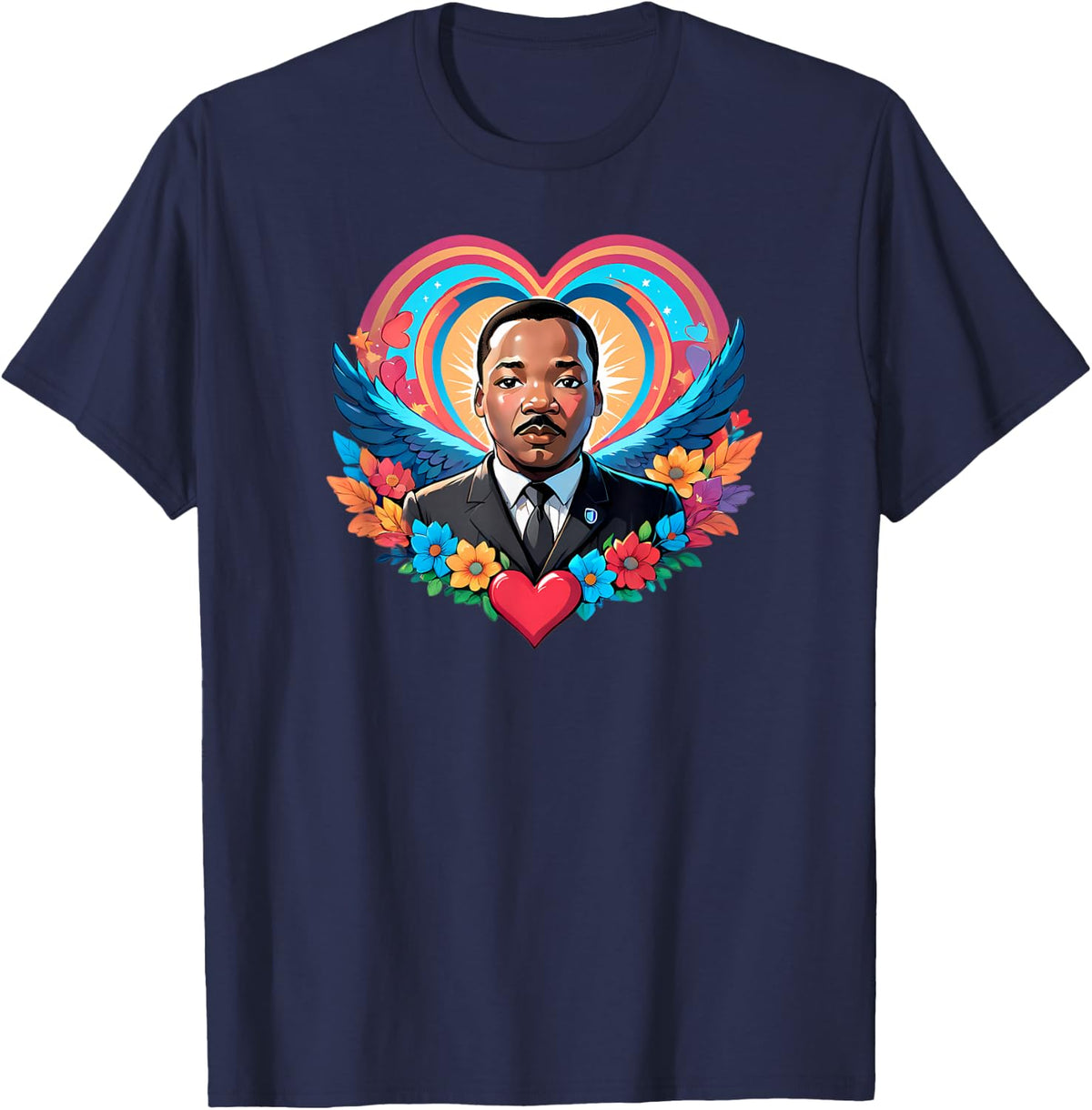 Martin Luther King Jr. Heart - Love, Unity, and Justice T-Shirt - Navy Blue