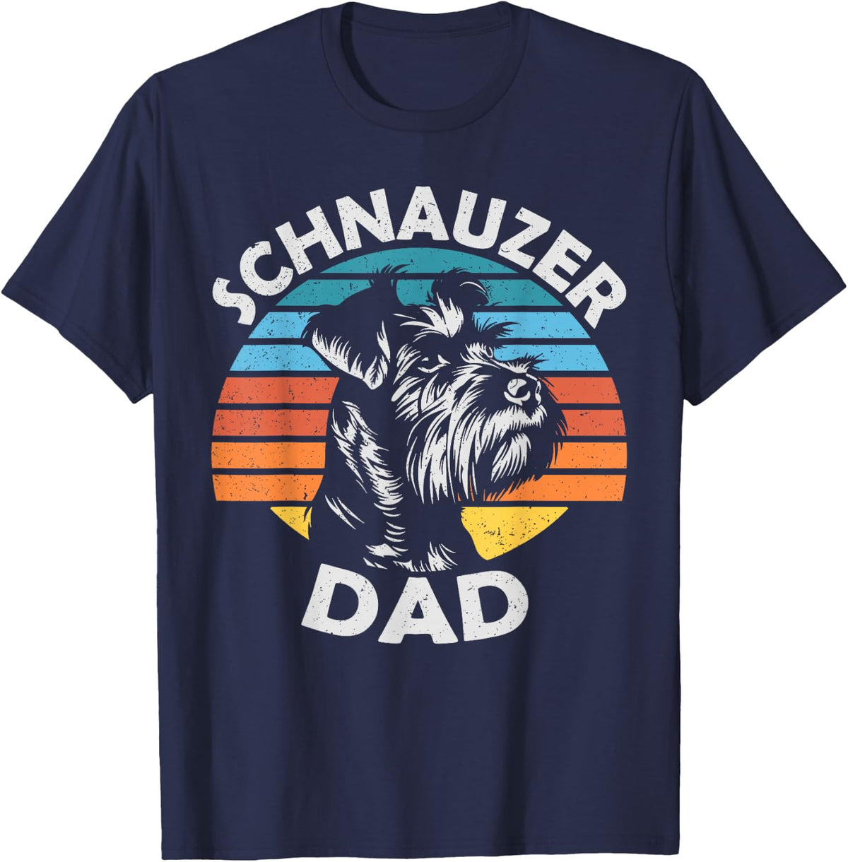 Schnauzer Dad Dog Pet Funny Father's Day Vintage T-Shirt - Navy Blue
