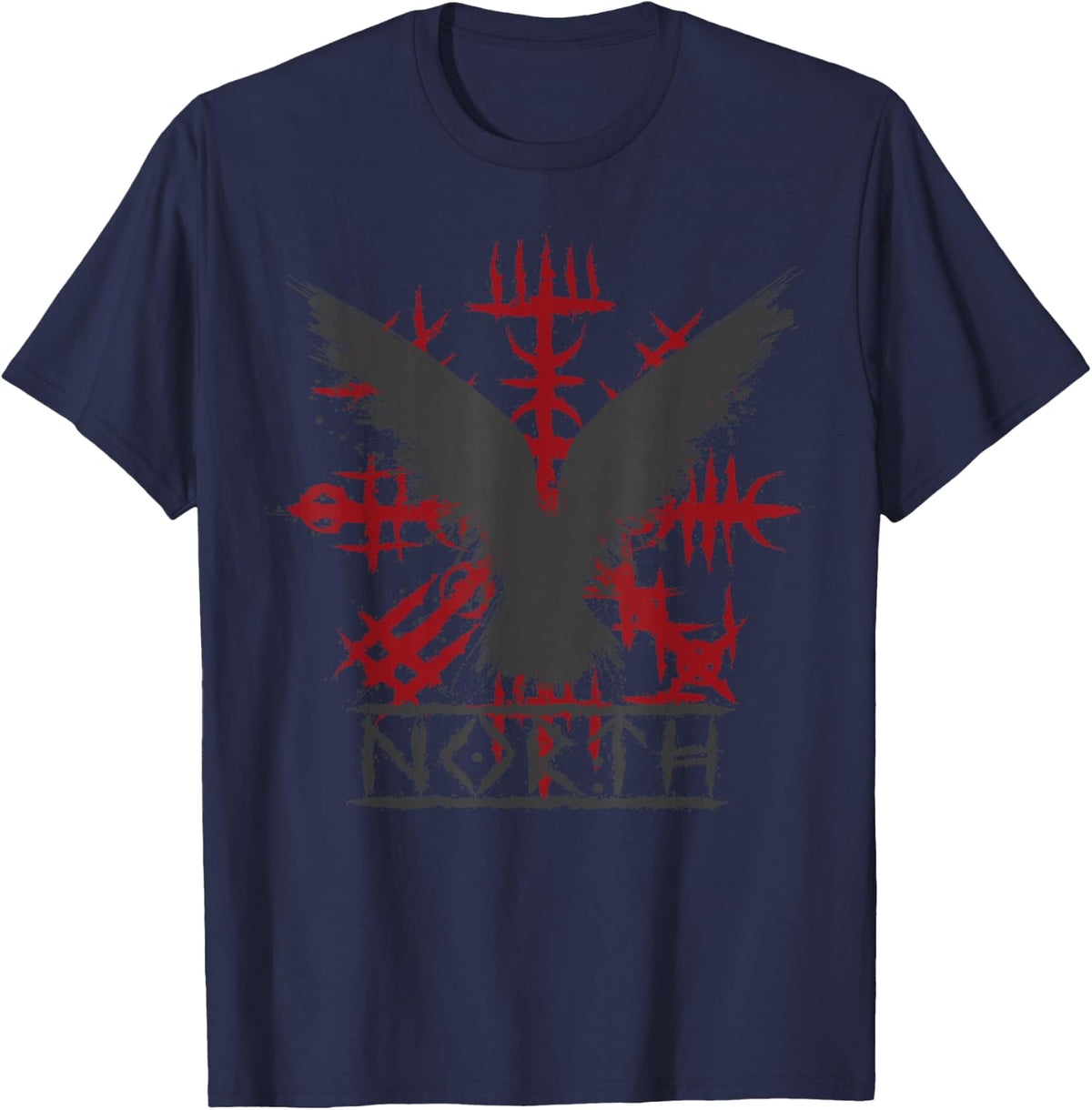 Retro Viking Symbol - Nordic Raven - Celtic Symbol - North T-Shirt - Navy Blue