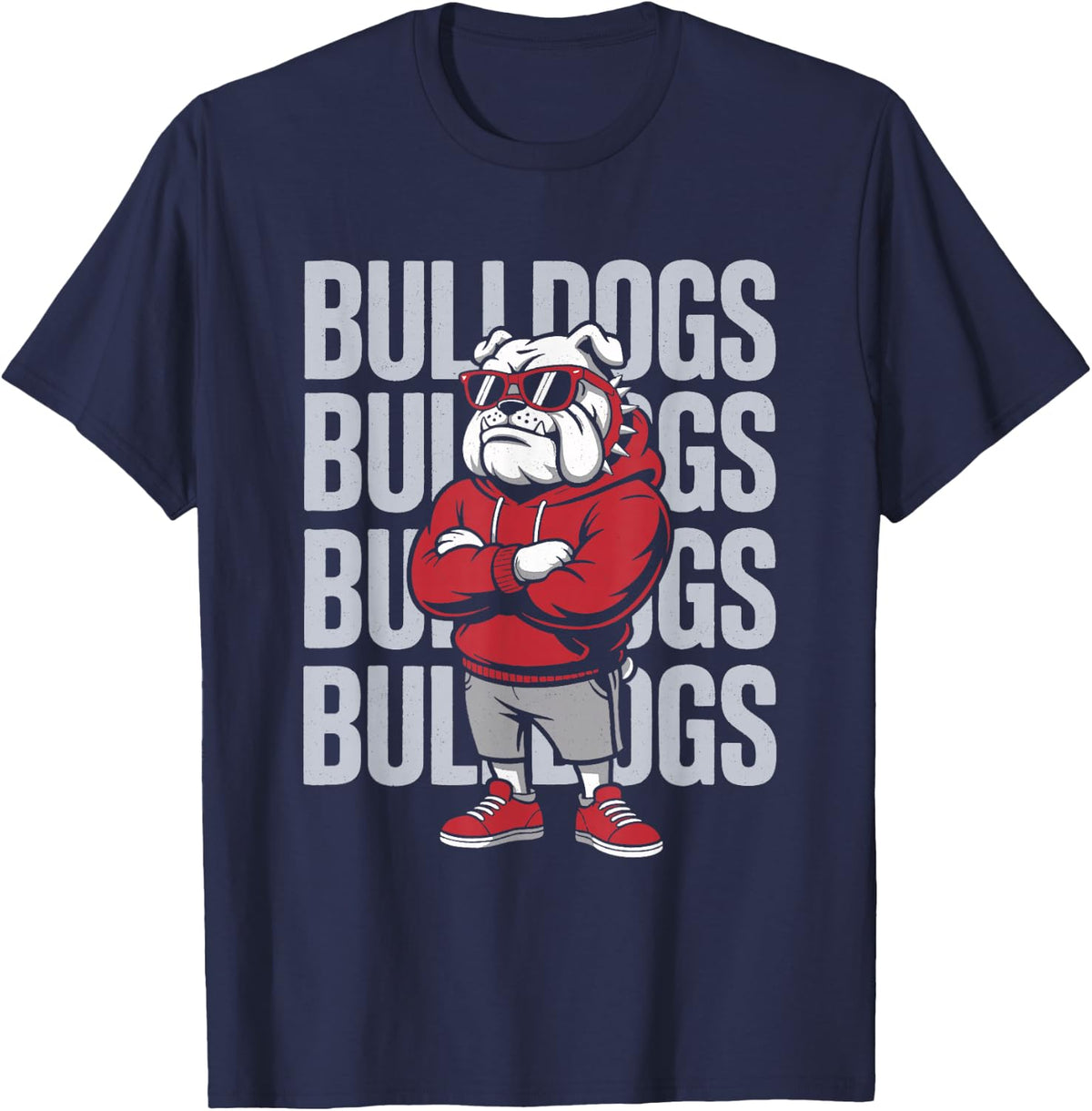 Retro Bulldogs Gift for Men Women Boys Girls Kids T-Shirt - Navy Blue