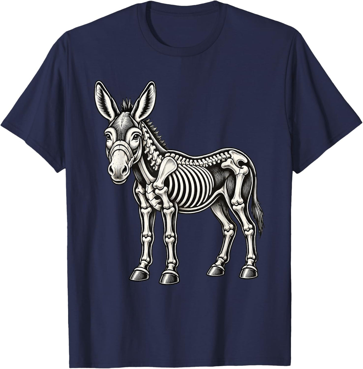 Donkey Skeleton Halloween T-Shirt - Navy Blue