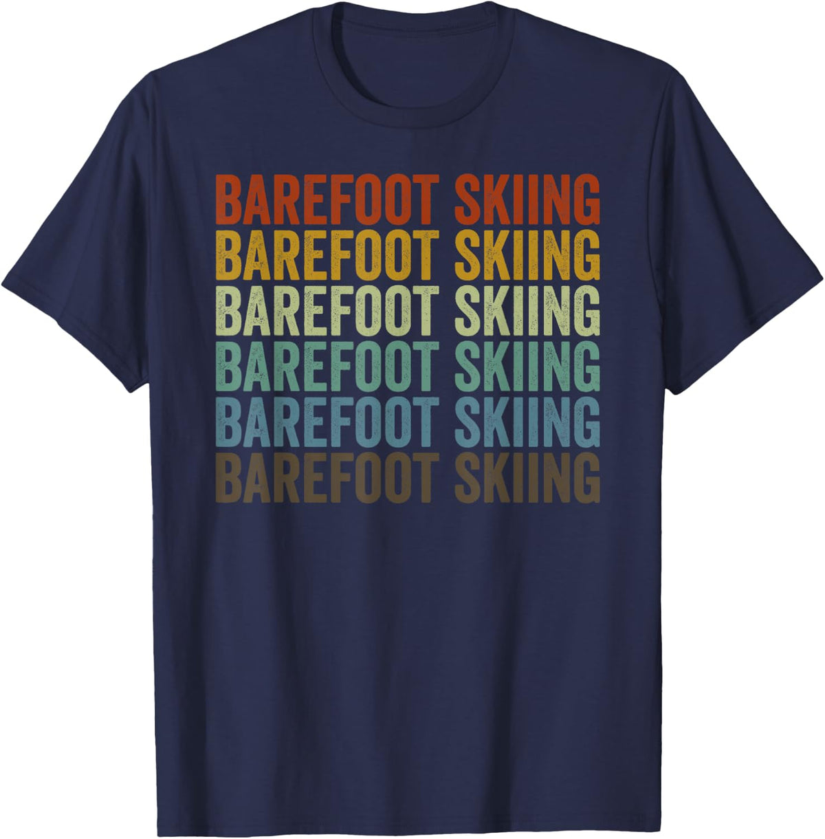 Barefoot Skiing Sports Retro T-Shirt - Navy Blue