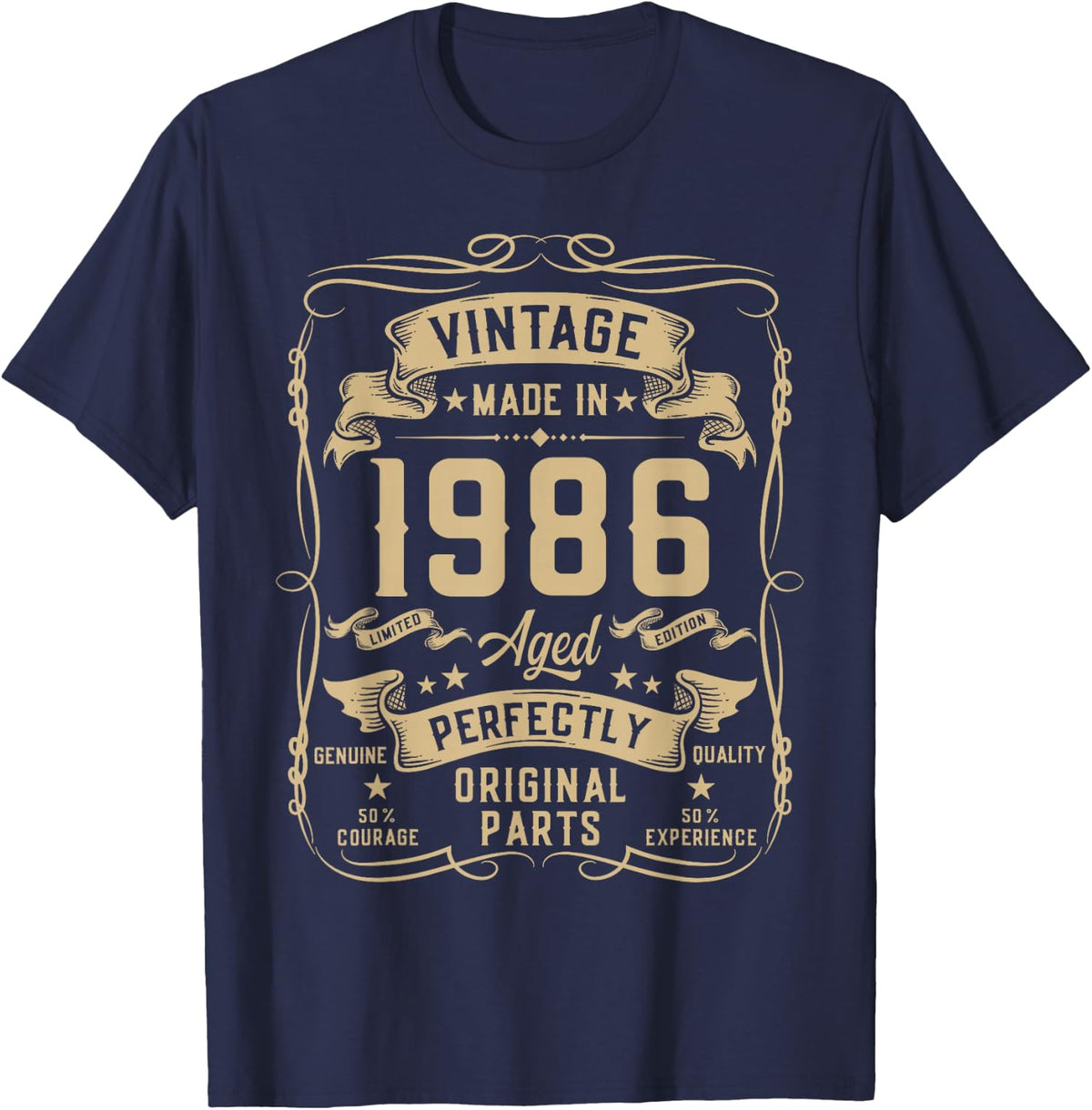 Vintage 1986 40yr 40th Birthday Gifts for Men 40 Years Old T-Shirt - Navy Blue