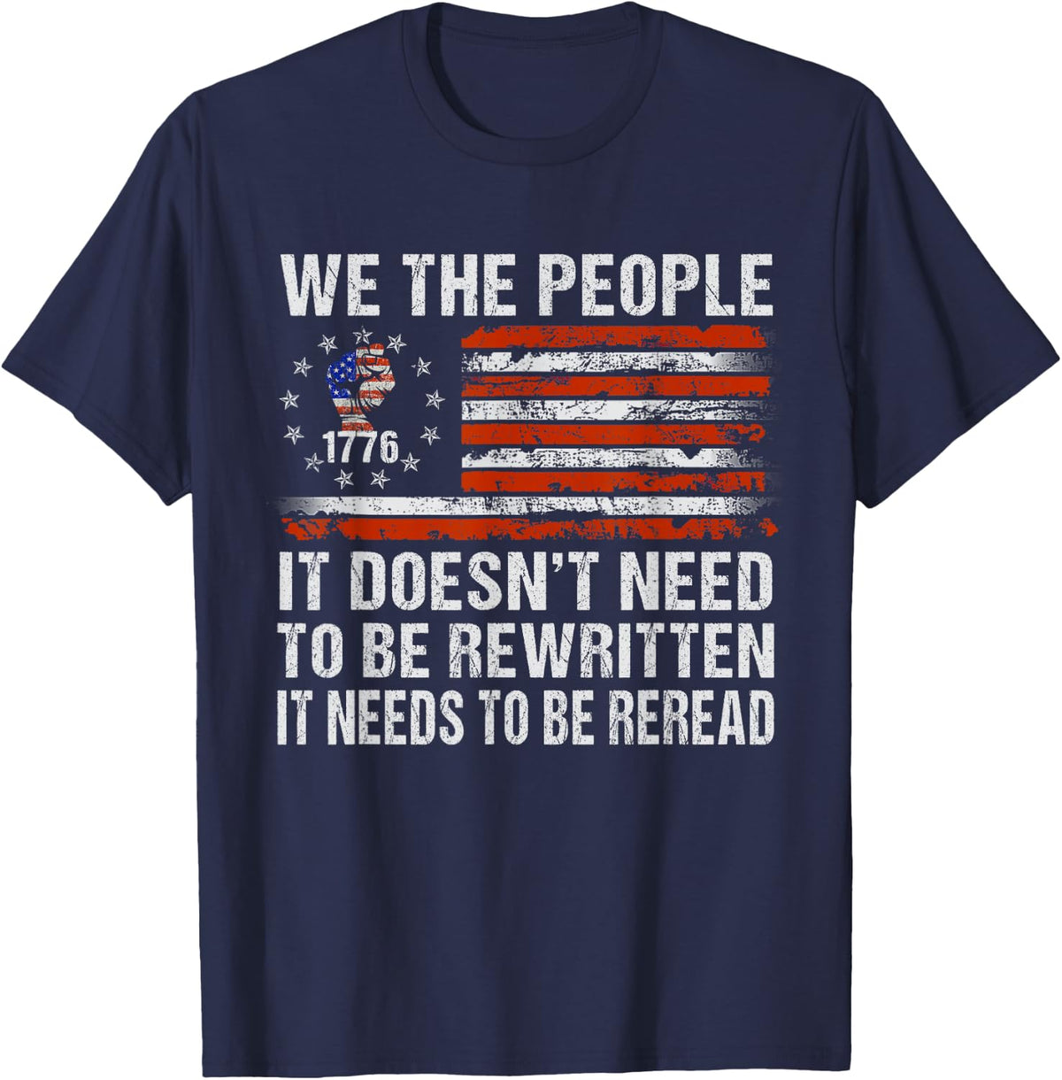 We The People American Flag Patriotic 1776 USA Retro Gifts T-Shirt - Navy Blue