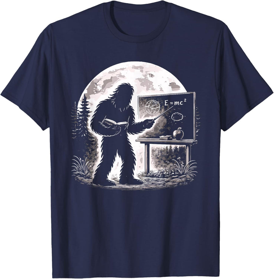 Bigfoot Physics Teacher Science Physicist Sasquatch T-Shirt - Navy Blue
