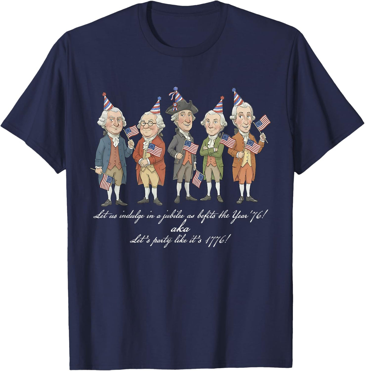 Funny History Teacher Shirts Founding Fathers Fan Club 1776 2026 Tees T-Shirts - Navy Blue