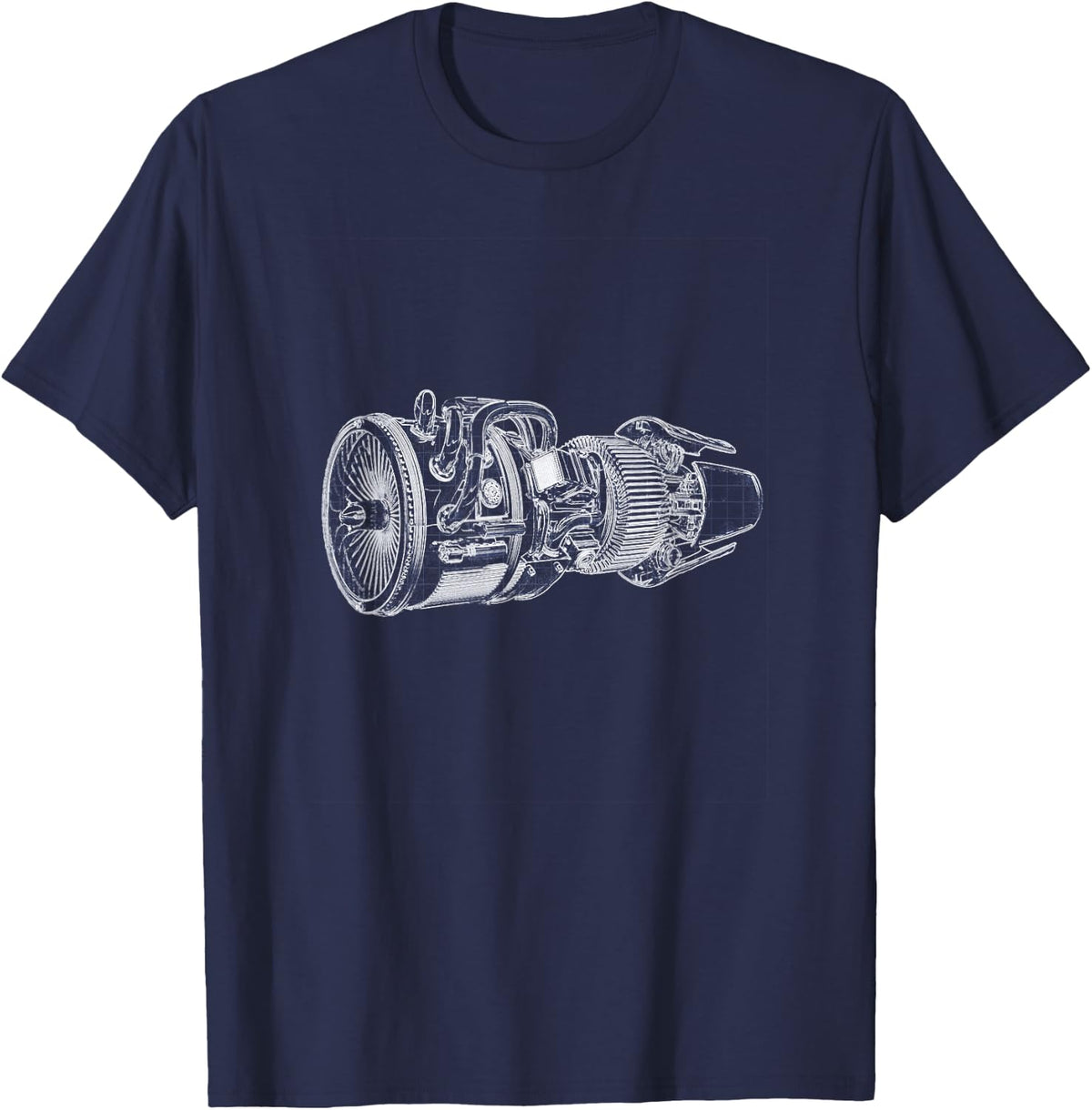 Jet Engine Blueprint Amazing T-shirt - Engineers / Mechanics - Navy Blue