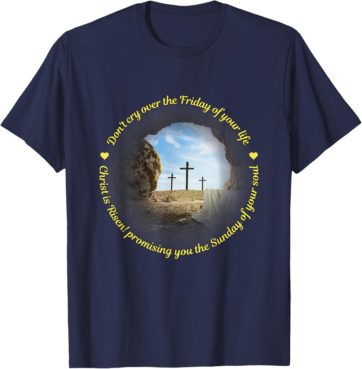 Resurrection - Christ is Risen T-Shirt - Navy Blue