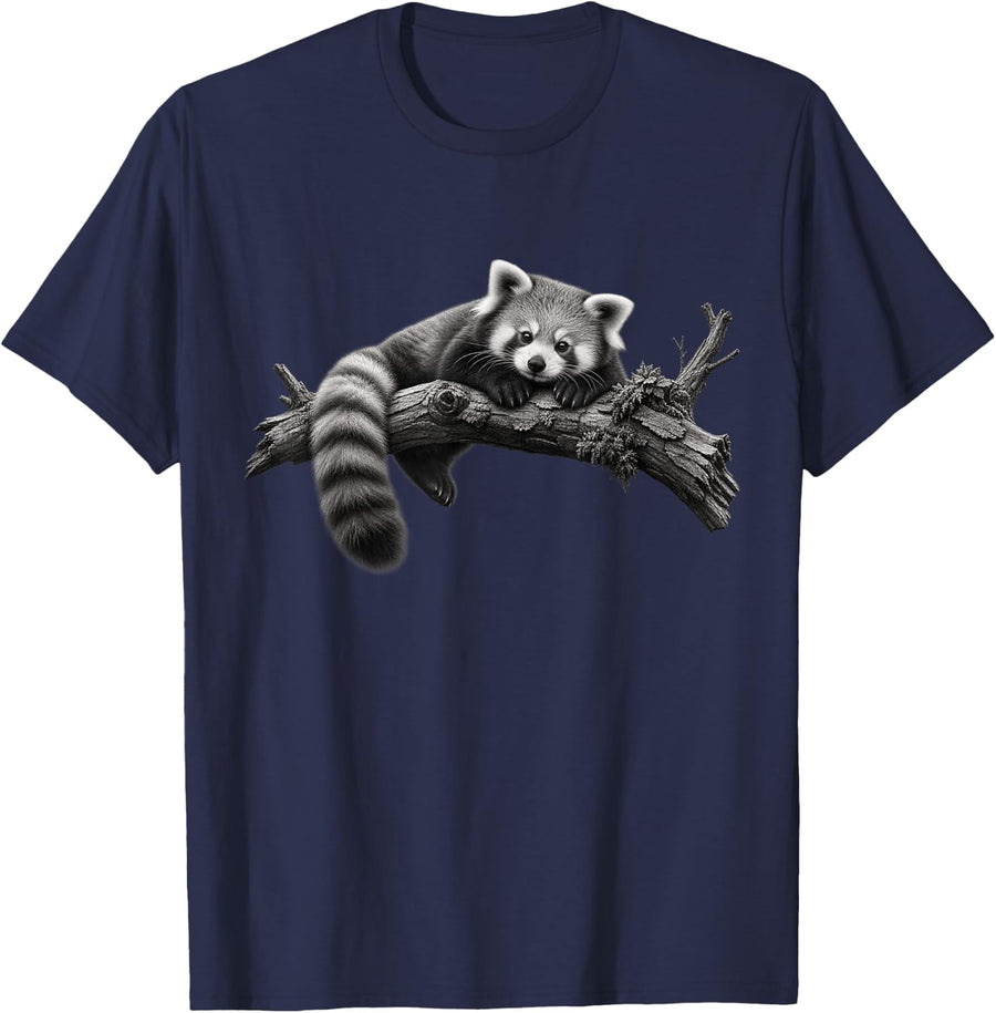 Cute Red Panda Woodland Wildlife Nature Enthusiast T-Shirt - Navy Blue