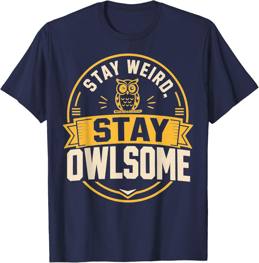 Vintage Owl Lover Awesome Owl T-Shirt - Navy Blue