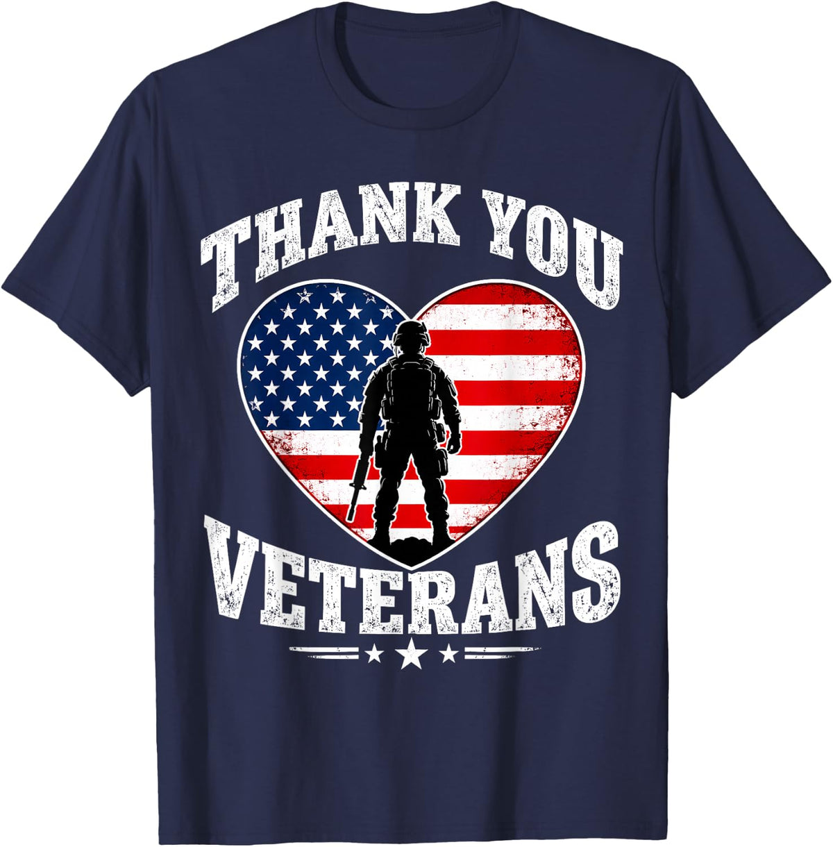 Thank You Veterans Day Distressed American Flag US Army T-Shirt - Navy Blue
