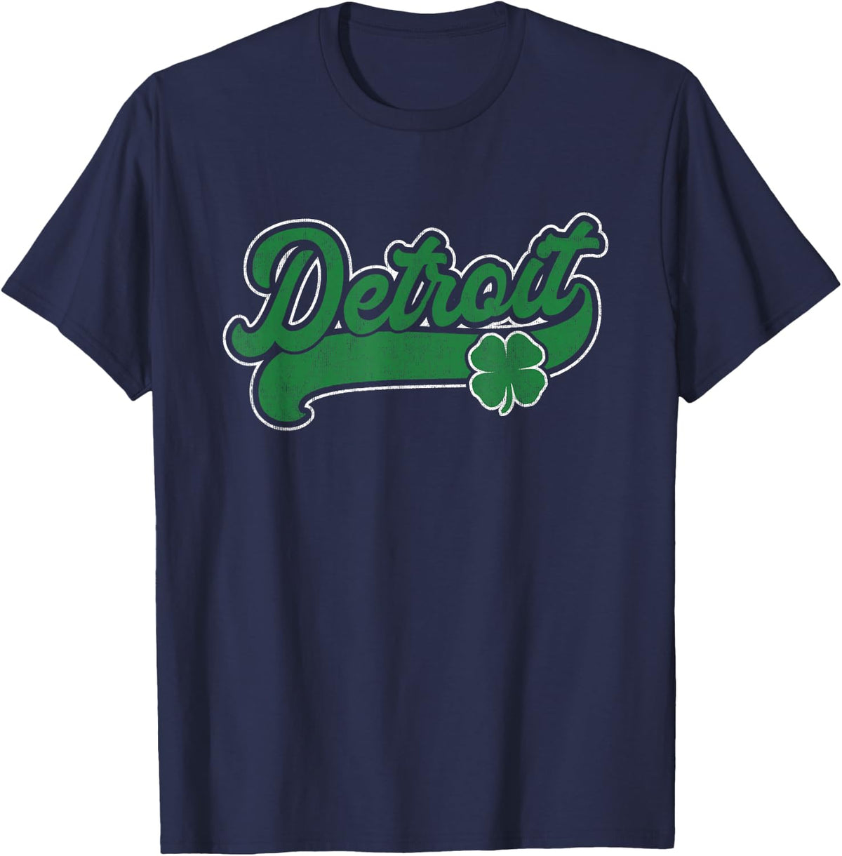 Detroit Shamrock St. Patrick's Day Funny Saint Paddy's Irish T-Shirt - Navy Blue