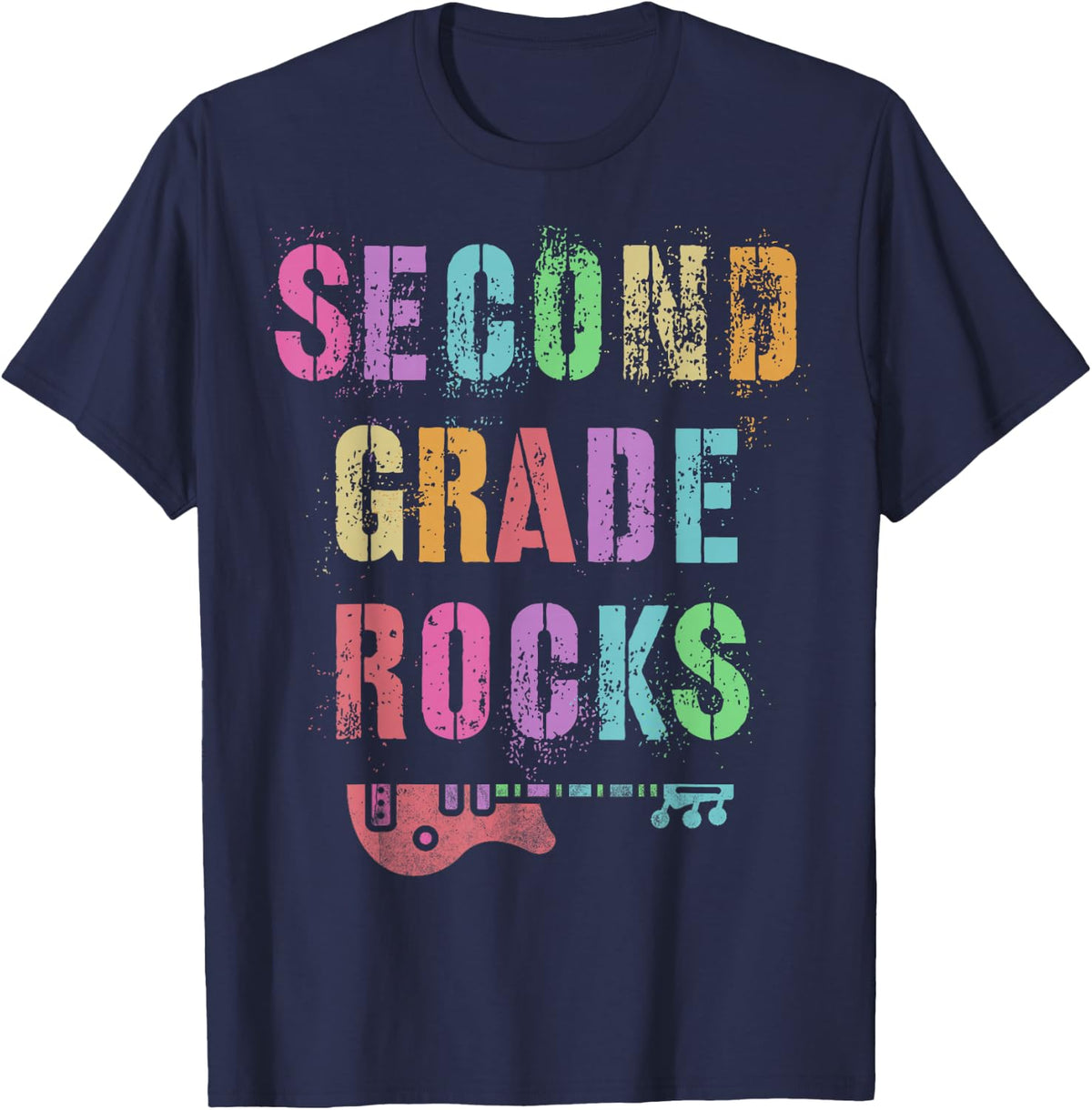 SECOND GRADE ROCKS Teacher Ready To Team 2nd Grader Rockstar T-Shirt - Navy Blue