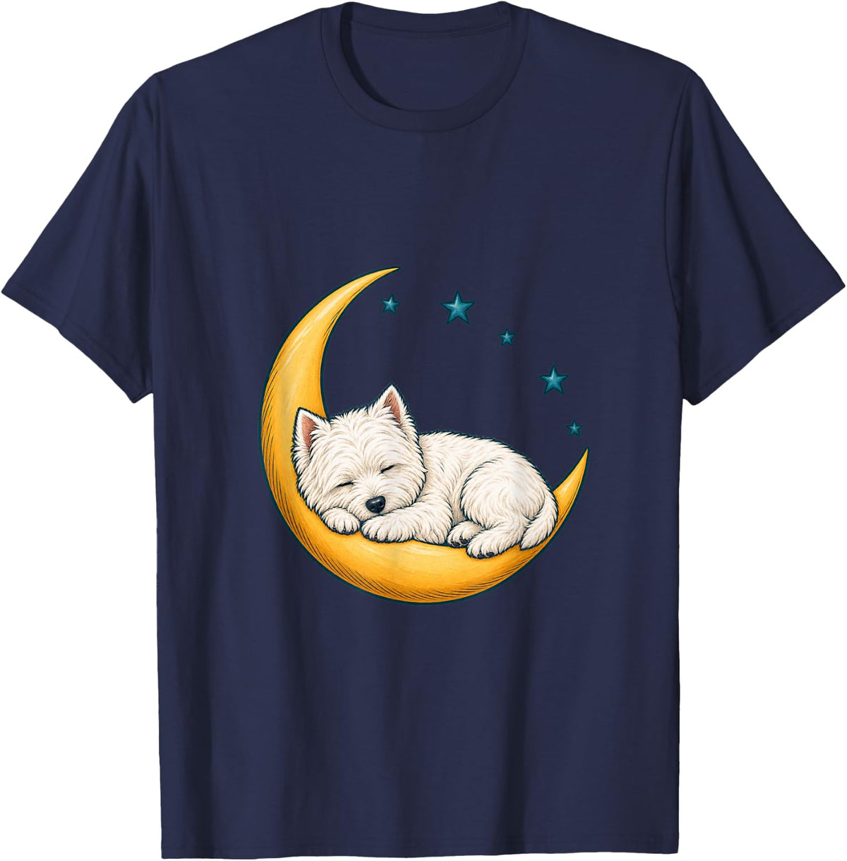 Napping Westie - West Highland White Terrier Westie Dog Mom T-Shirt - Navy Blue