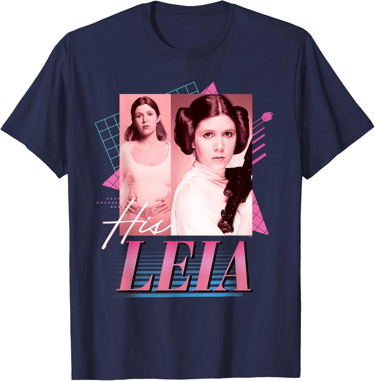 Star Wars Valentine’s Day ’90s Couples Matching His Leia T-Shirt - Navy Blue
