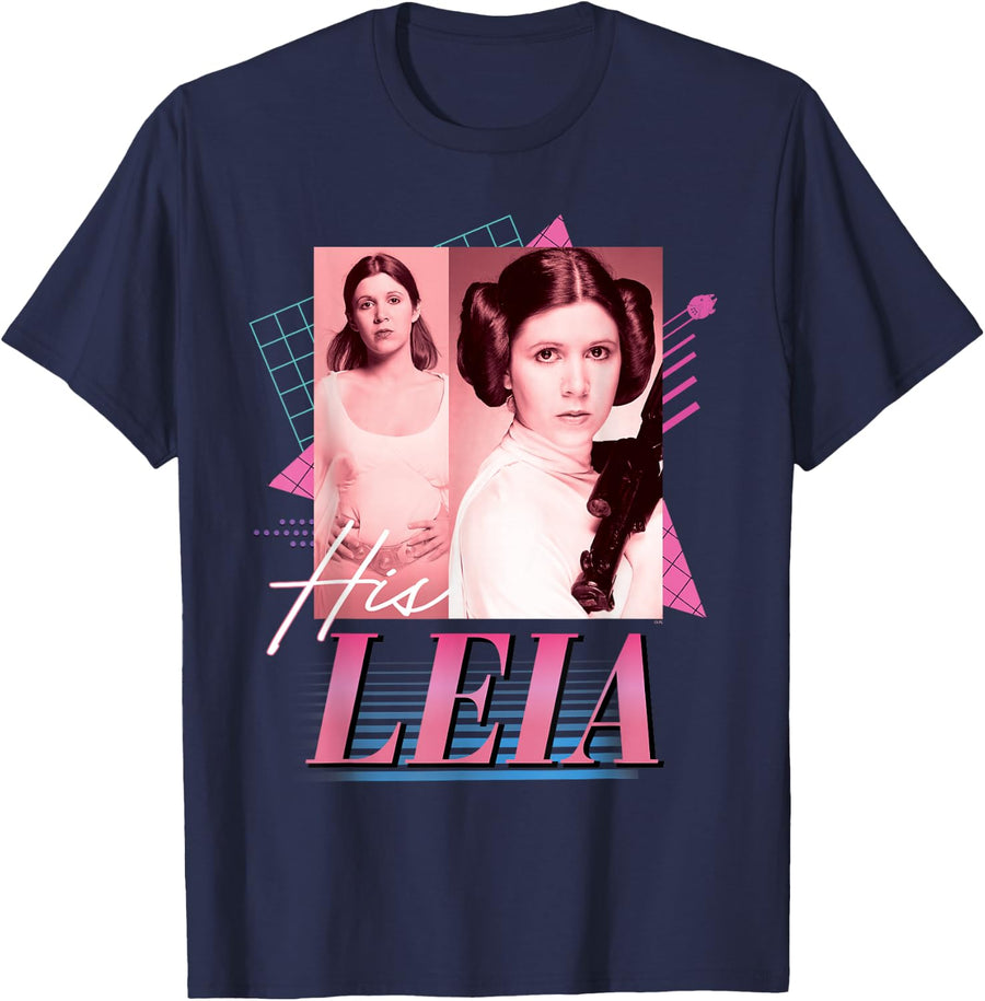 Star Wars Valentine’s Day ’90s Couples Matching His Leia T-Shirt - Navy Blue