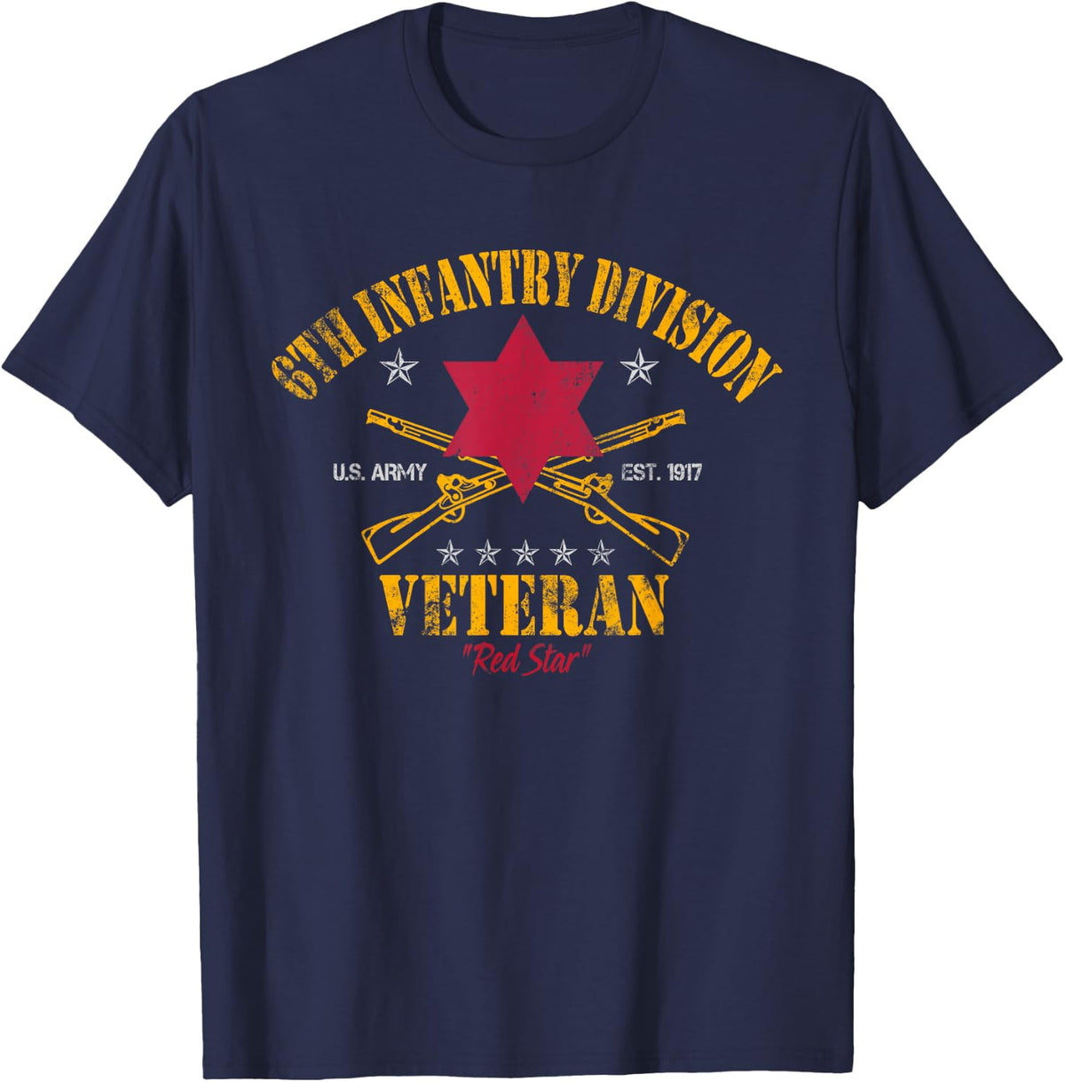 6th Infantry Division Veteran Vintage Military Patriotic T-Shirt - Navy Blue