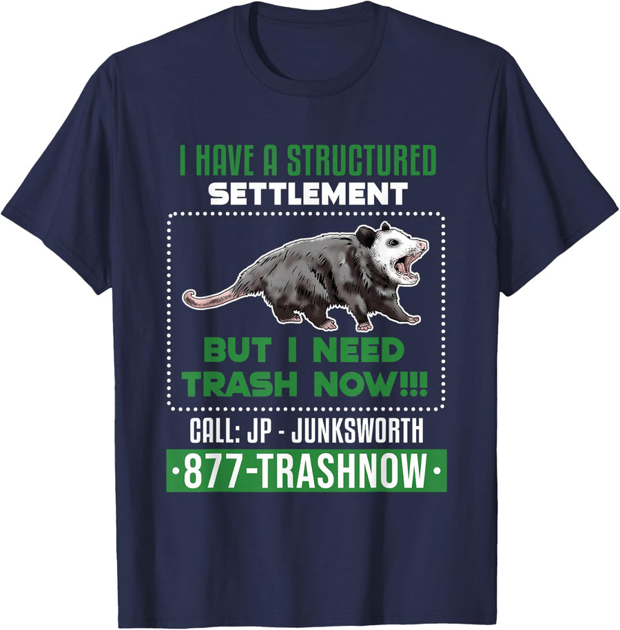 I Need Trash Now Opossum Animal Scream Possum Humor T-Shirt - Navy Blue