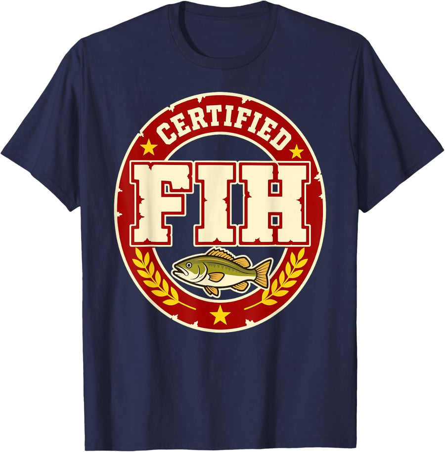 Fih Funny Fishing Humor Bass Angler Fan Fisherman Sarcastic T-Shirt - Navy Blue