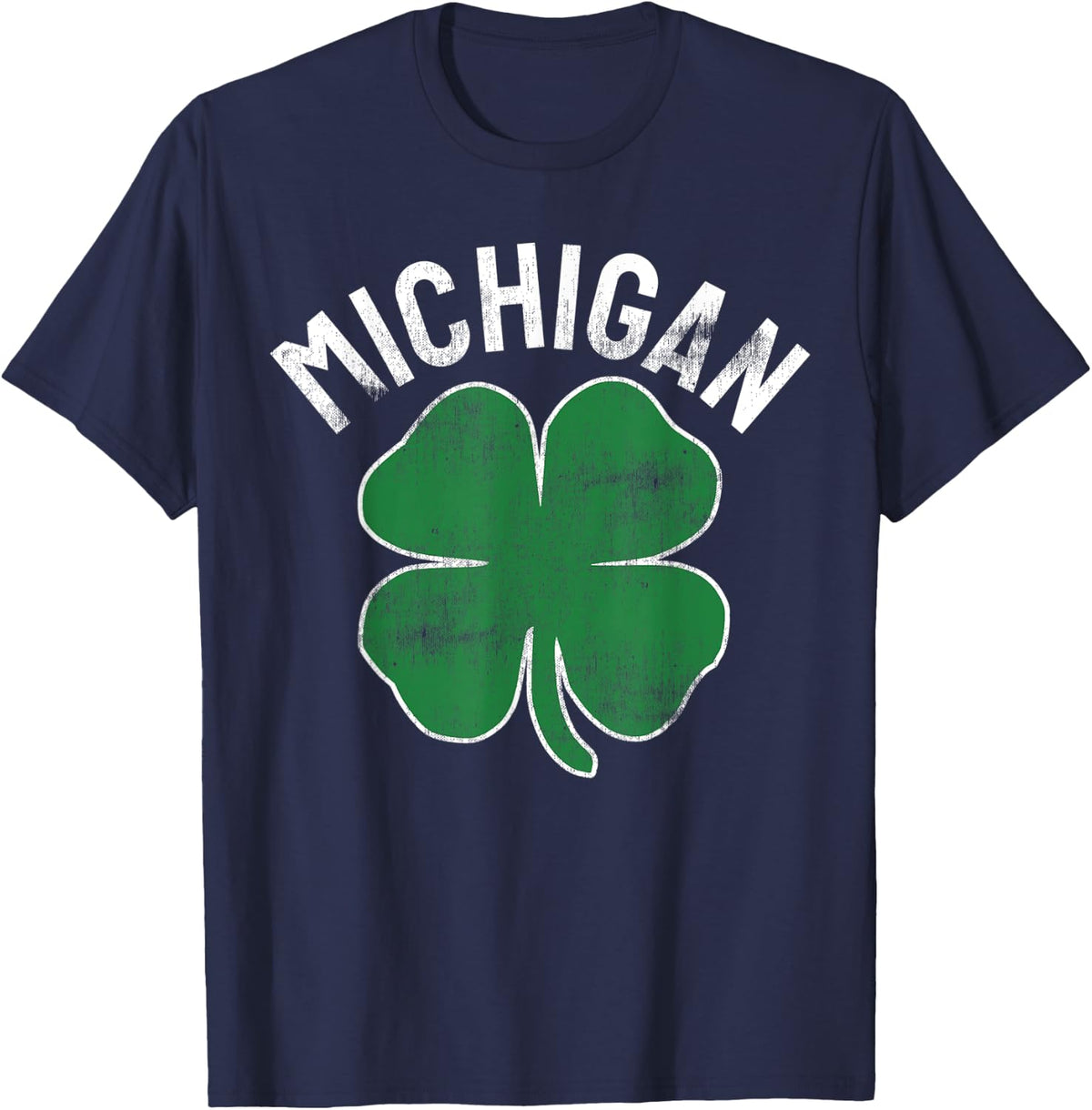 St. Patrick's Day Shamrock Michigan Irish Men Women T-Shirt - Navy Blue