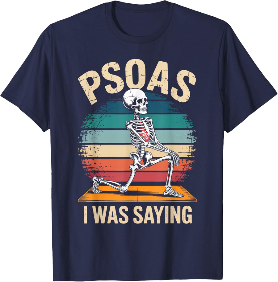 PSOAS I Was Saying Patterns LMT PT Funny Physical Therapist T-Shirt - Navy Blue
