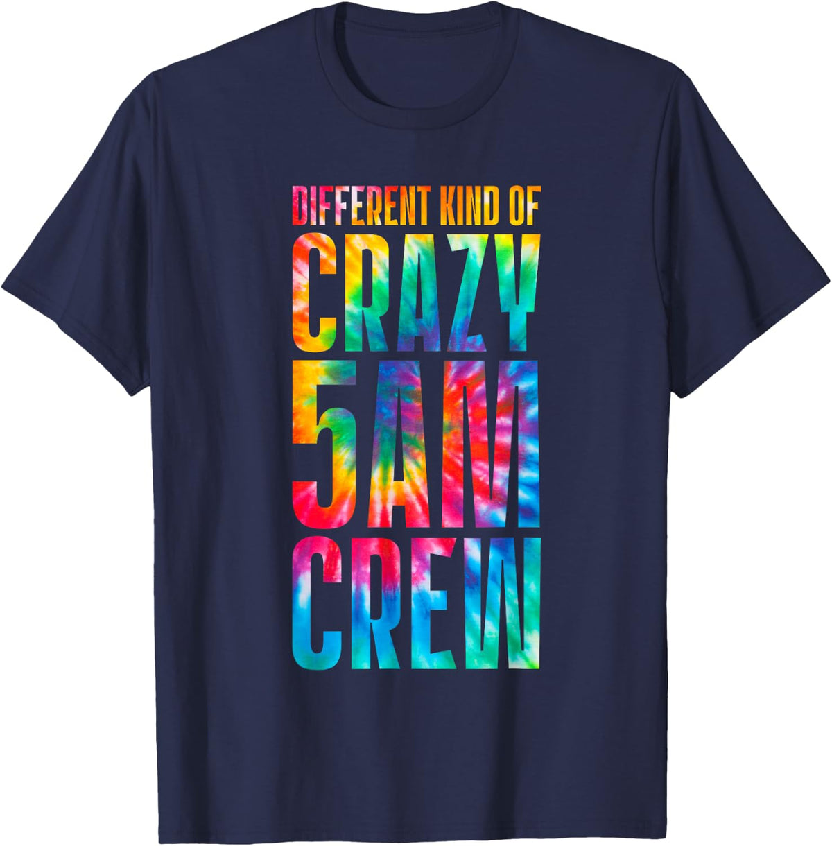 Workout Squad 5 AM Crew Funny Gym Saying Tie Dye T-Shirt - Navy Blue