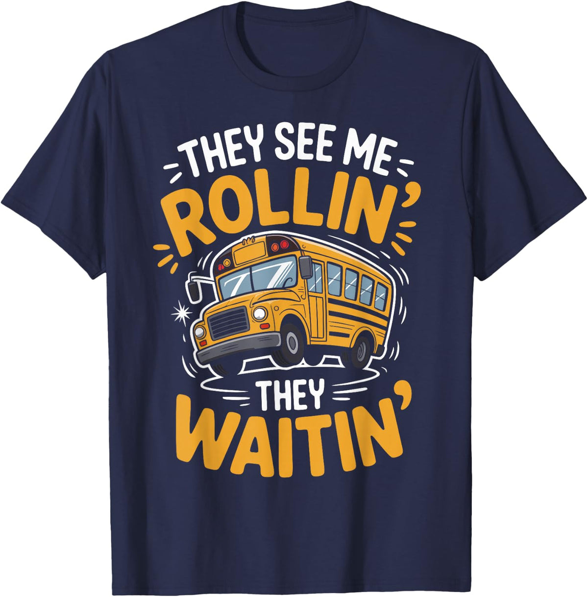 Funny School Bus Driver Tee T-Shirt for Men Women Bus Drivers Transportation Staff - Navy Blue