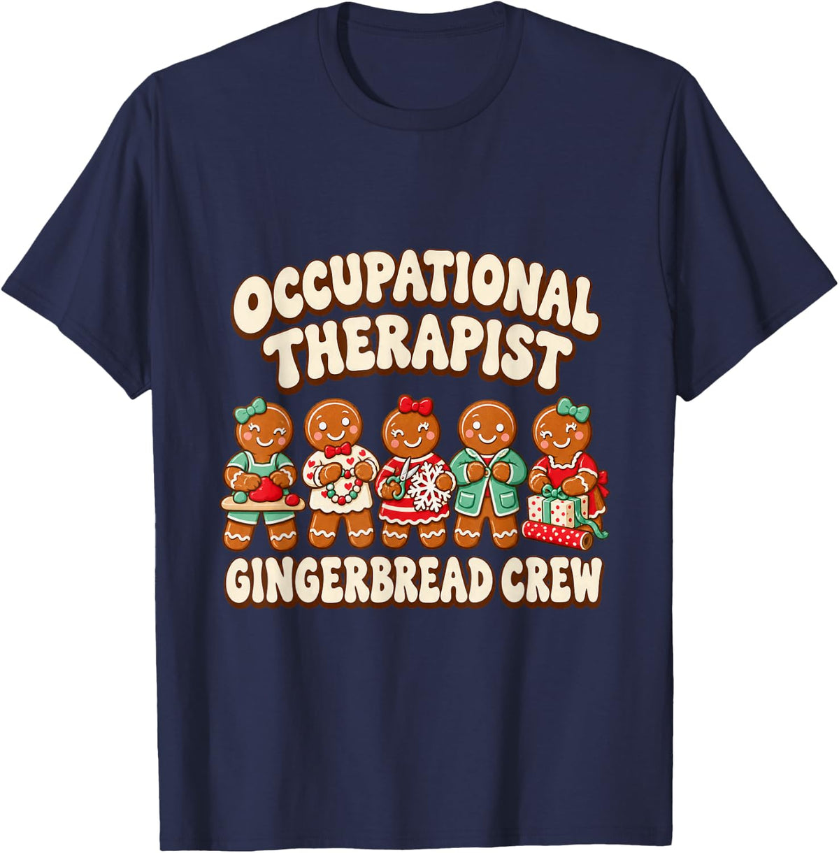 Christmas Occupational Therapist Christmas Cartoon T-Shirt - Navy Blue