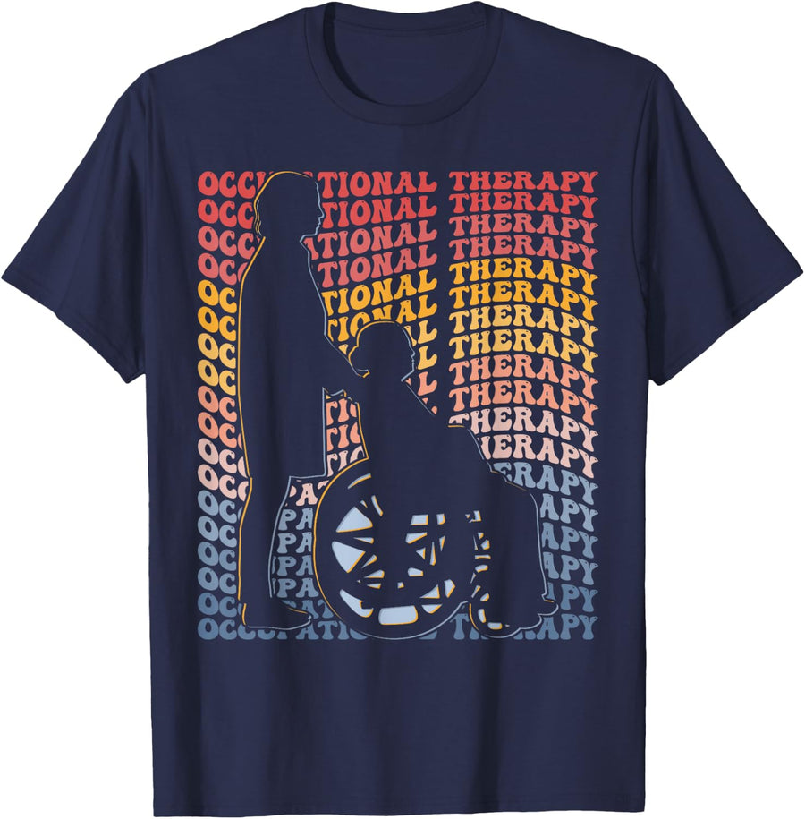 Occupational Therapy Groovy Occupational Therapist OT T-Shirt - Navy Blue