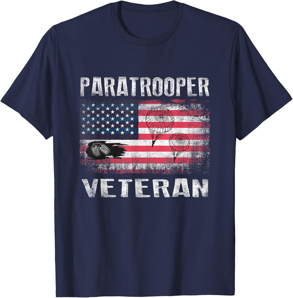 US Paratrooper Veteran Airborne Army T-Shirt - Navy Blue