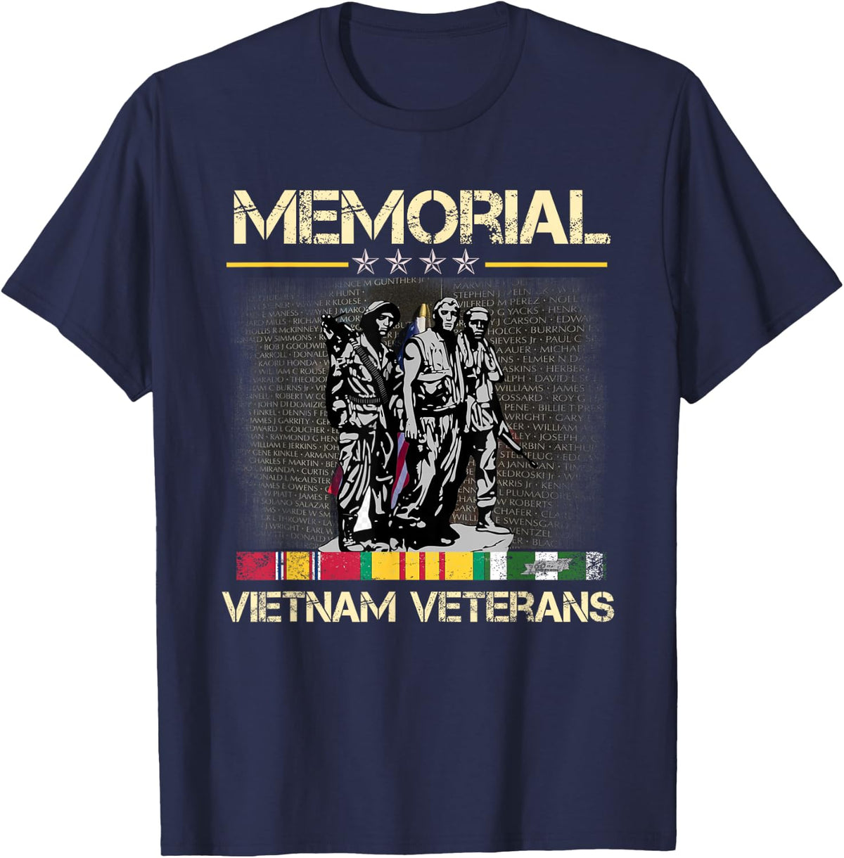 Vietnam Veterans Memorial Wall, Proud US Vietnam Veterans T-Shirt - Navy Blue