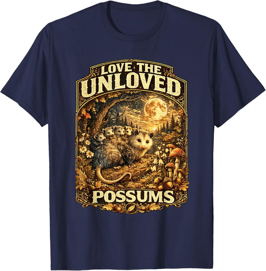 Cool Opossum Wildlife Woodland Nature Lover Biology Students T-Shirt - Navy Blue
