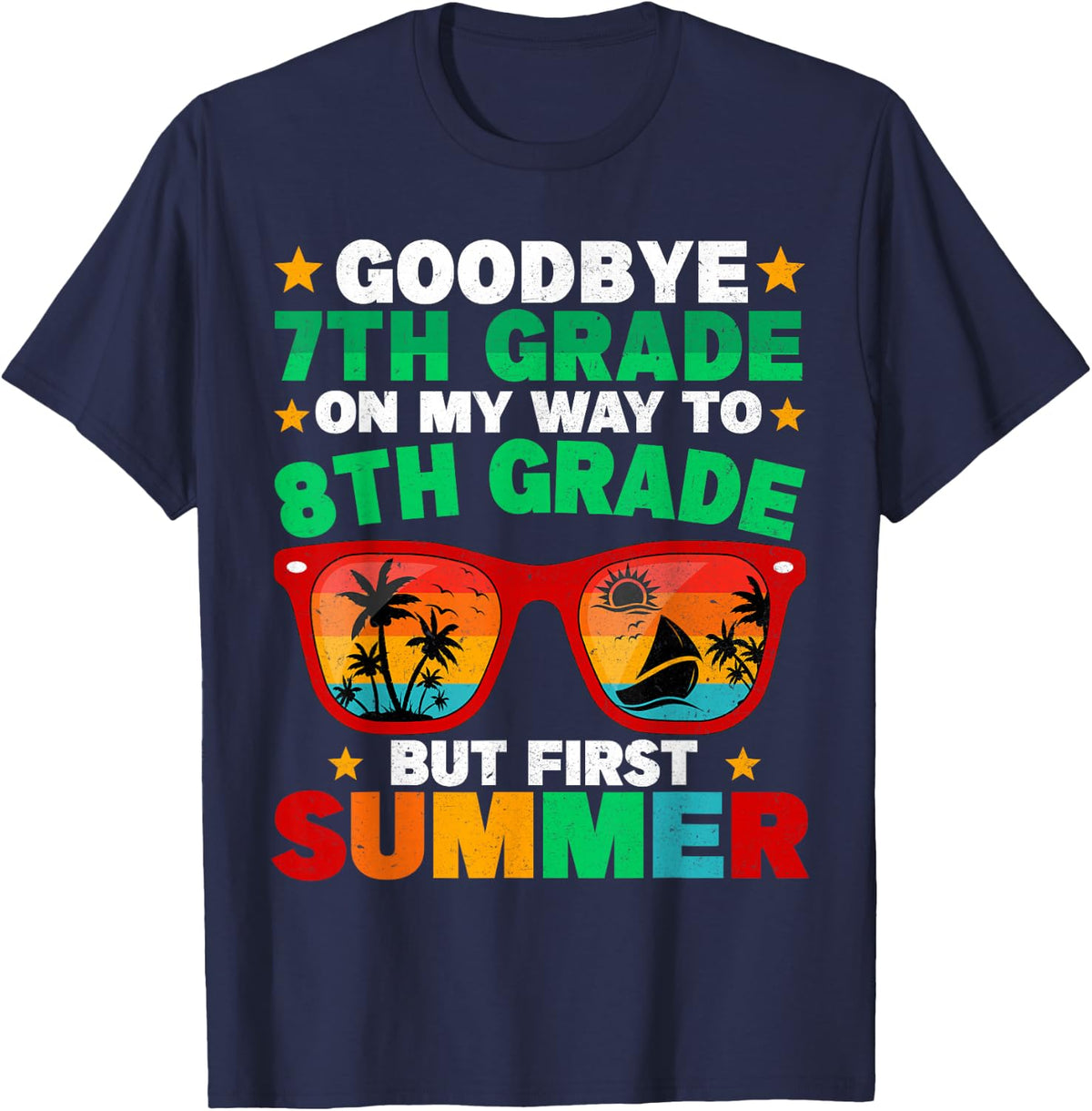 Goodbye 7th Grade First Summer Graduation Last Day Boys T-Shirt - Navy Blue