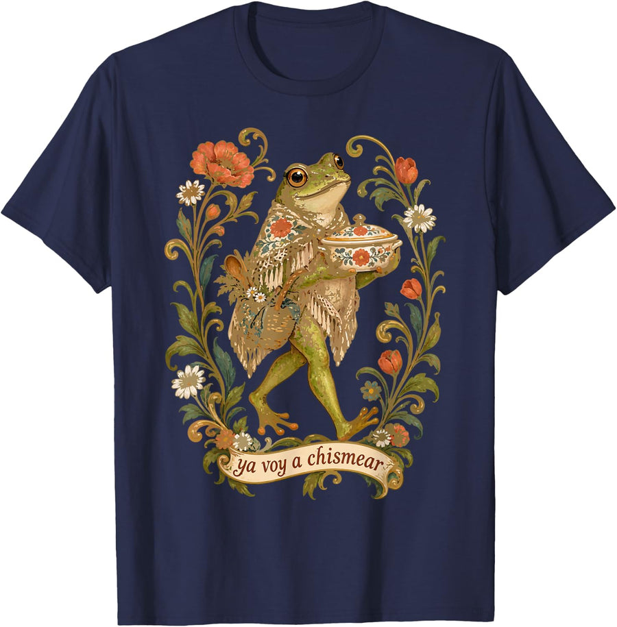 Funny Chismosa Frog Ya Voy A Chismear Spanish Latina Humor T-Shirt - Navy Blue