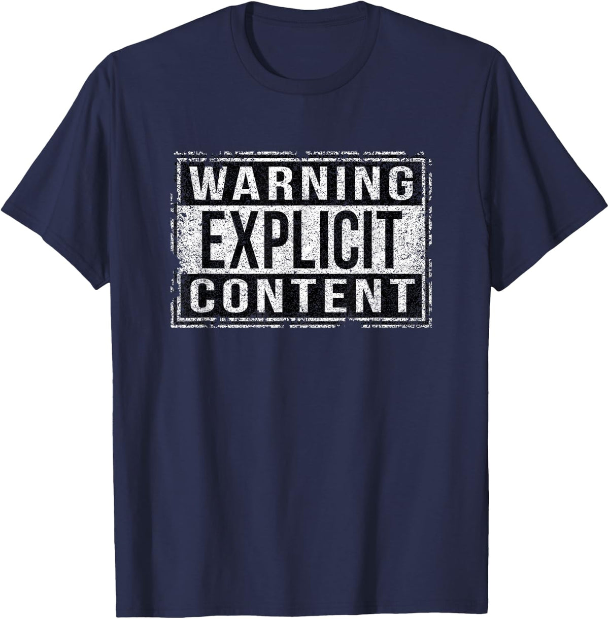 Straight Outta Words Warning Explicit Content Grungy Version T-Shirt - Navy Blue