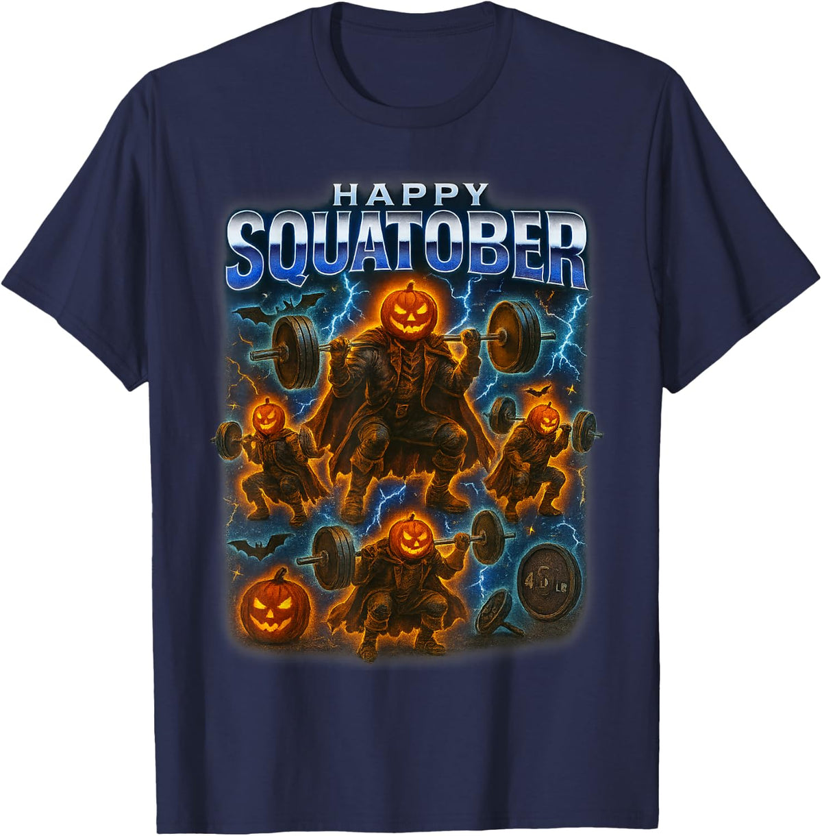 Squatober October Leg Day Challenge Squat Everyday Jacked T-Shirt - Navy Blue
